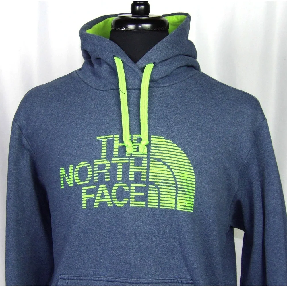 The North Face Blue Cotton Blend Pull‎ Over Hoodie Sweatshirt Men's Large